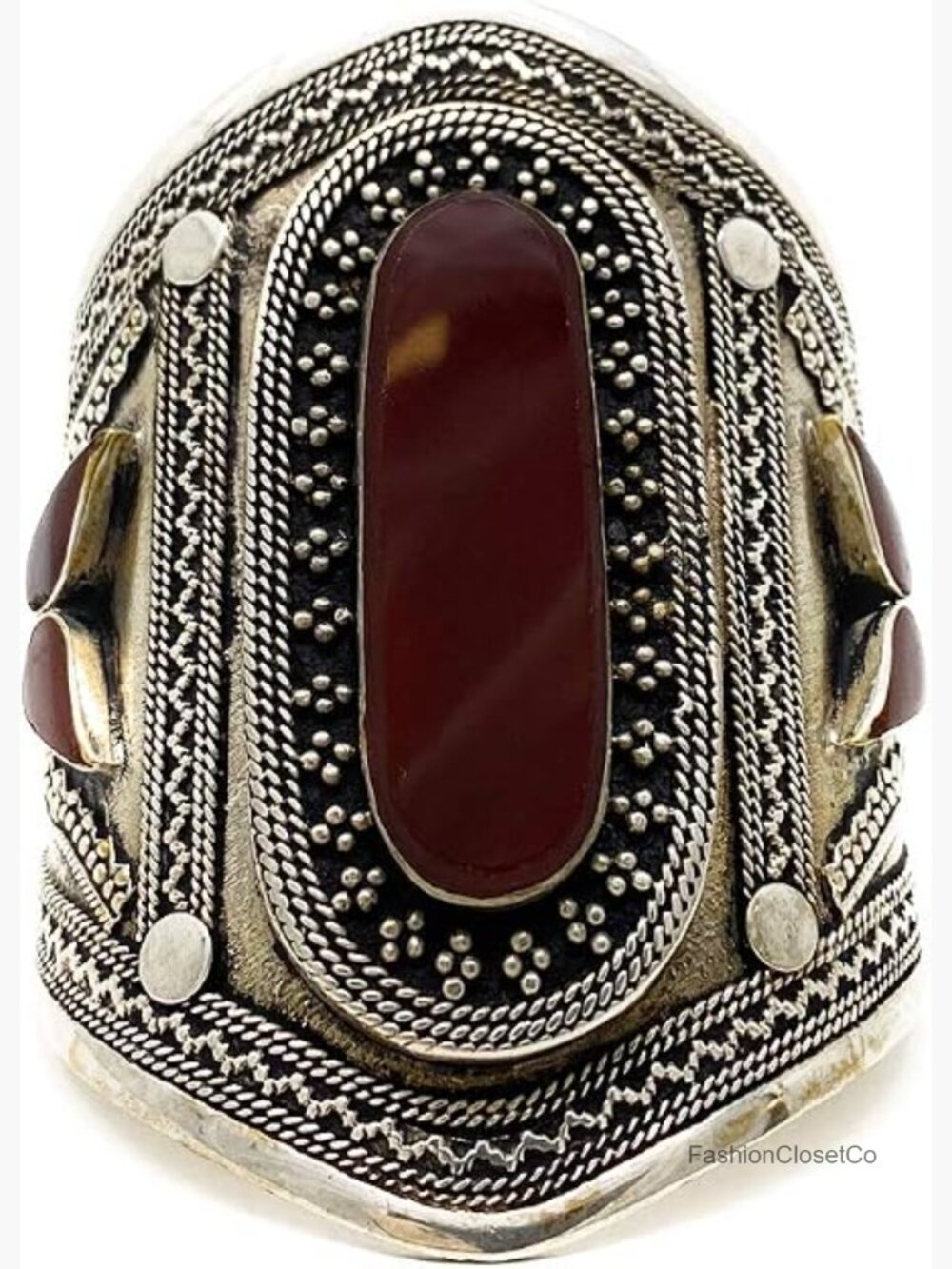 Wide Adjustable Cuff Bracelet Handmade Oxidized Alloy Kuchi Tribal